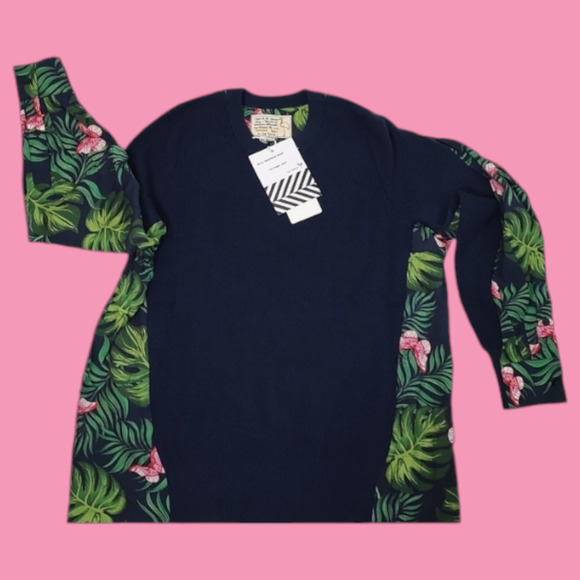 NEW Sandrine Rose French Worker XS Comfy Oversized Sweater Tropical Free People - Picture 3 of 14